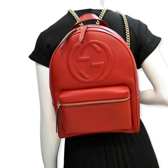 GUCCI  Soho Leather Chain Backpack Red - Picture 2 of 13